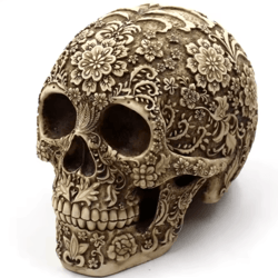artistic resin skull sculpture with plum blossoms creative home & garden decor