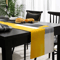 Abstract Linen Table Runner Modern Yellow Grey Geometric Dining Table Decor 4