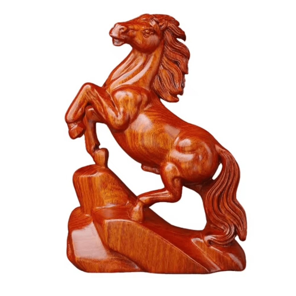 Rosewood Feng Shui Horse Statue Lucky Zodiac Horse Decor For Wealth Success 6