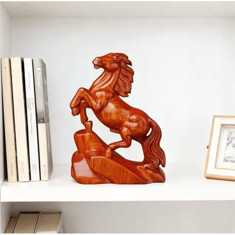 Rosewood Feng Shui Horse Statue Lucky Zodiac Horse Decor For Wealth Success 10