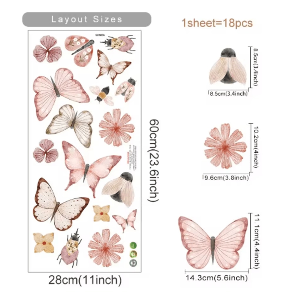 Watercolor Unicorn Rainbow Wall Stickers Fairy Kids Room Decor Decals 1