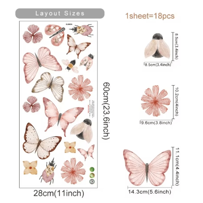 Watercolor Unicorn Rainbow Wall Stickers Fairy Kids Room Decor Decals 1