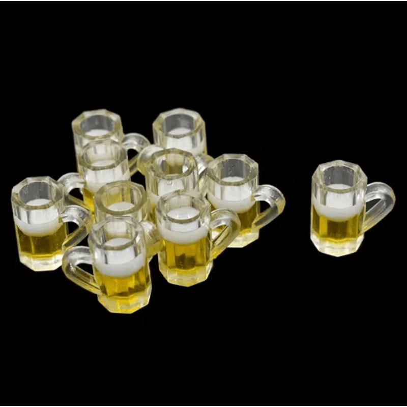 10pcs Miniature Beer Glass Set Resin Dollhouse Drink Accessories 0