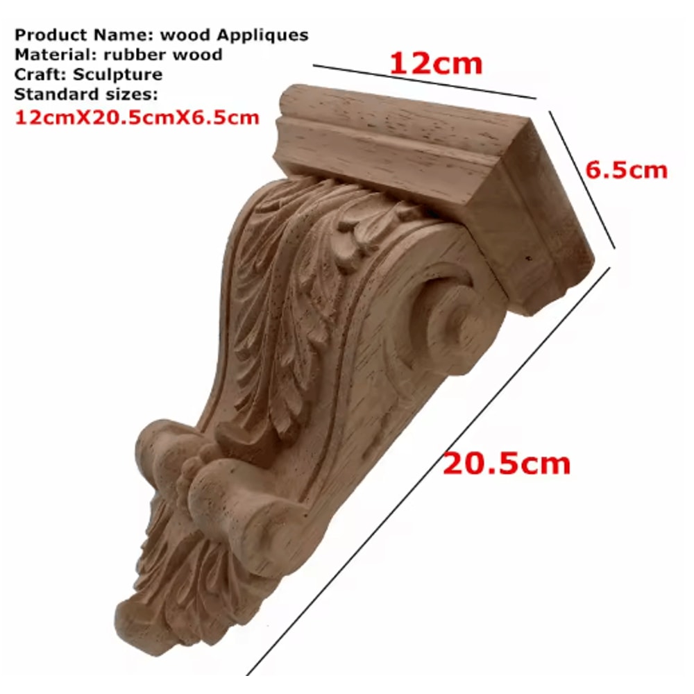Natural Oak Wood Carved Applique Vintage Decorative Furniture Accent 5
