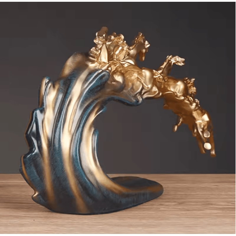 Golden Herd Horse Figurine Luxury Resin Desk Wine Cabinet Decor 1