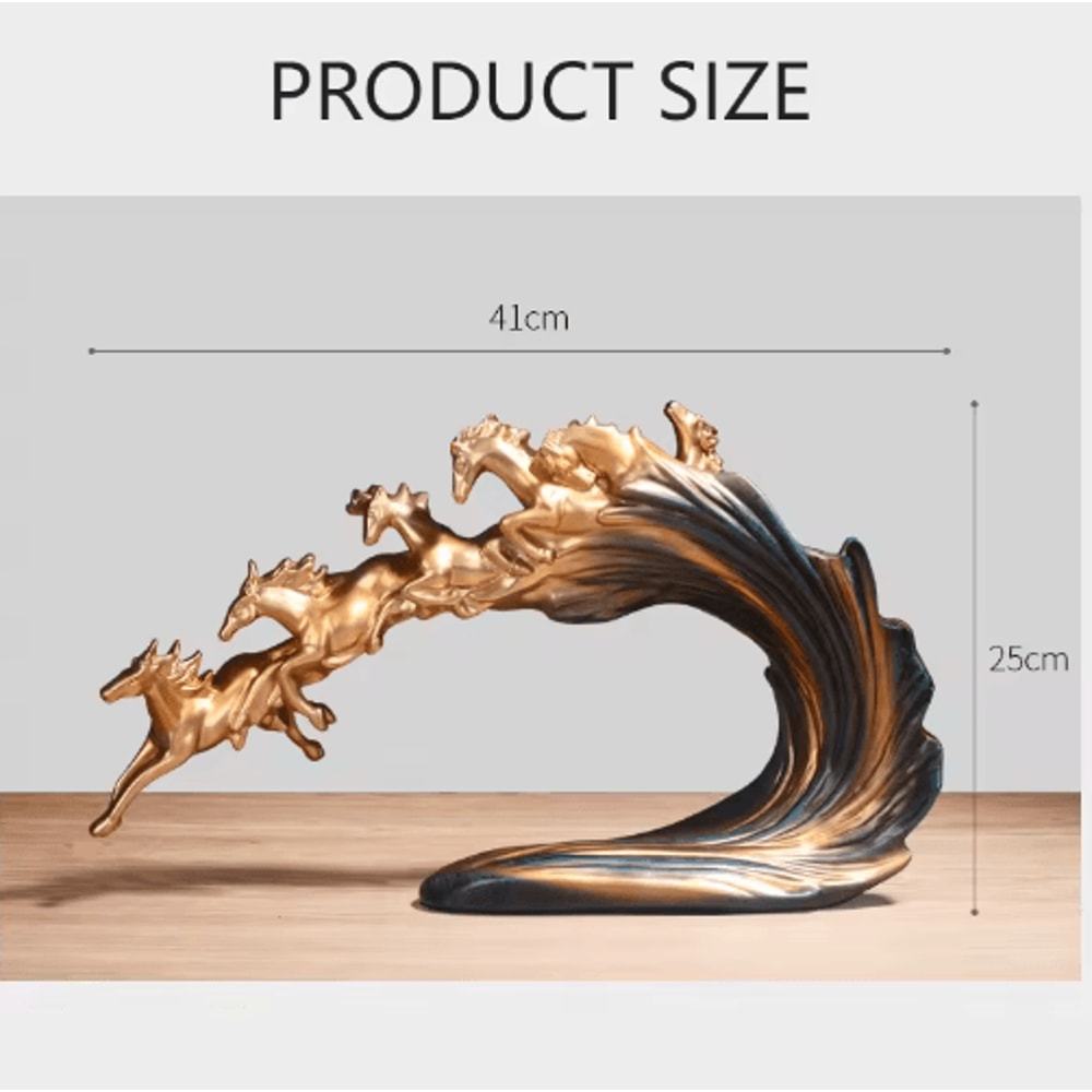 Golden Herd Horse Figurine Luxury Resin Desk Wine Cabinet Decor 3