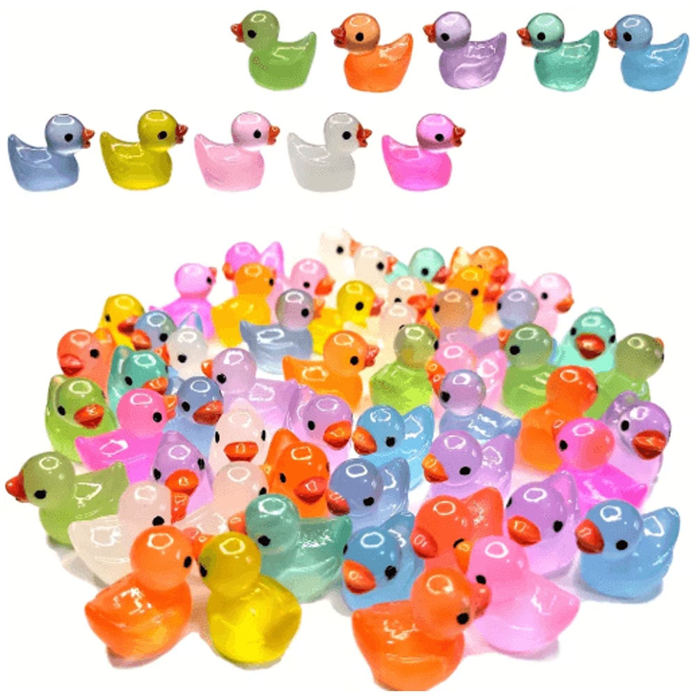 Glowing Mini Duck Figurines Set Resin Fairy Garden Micro Landscape Decor 1
