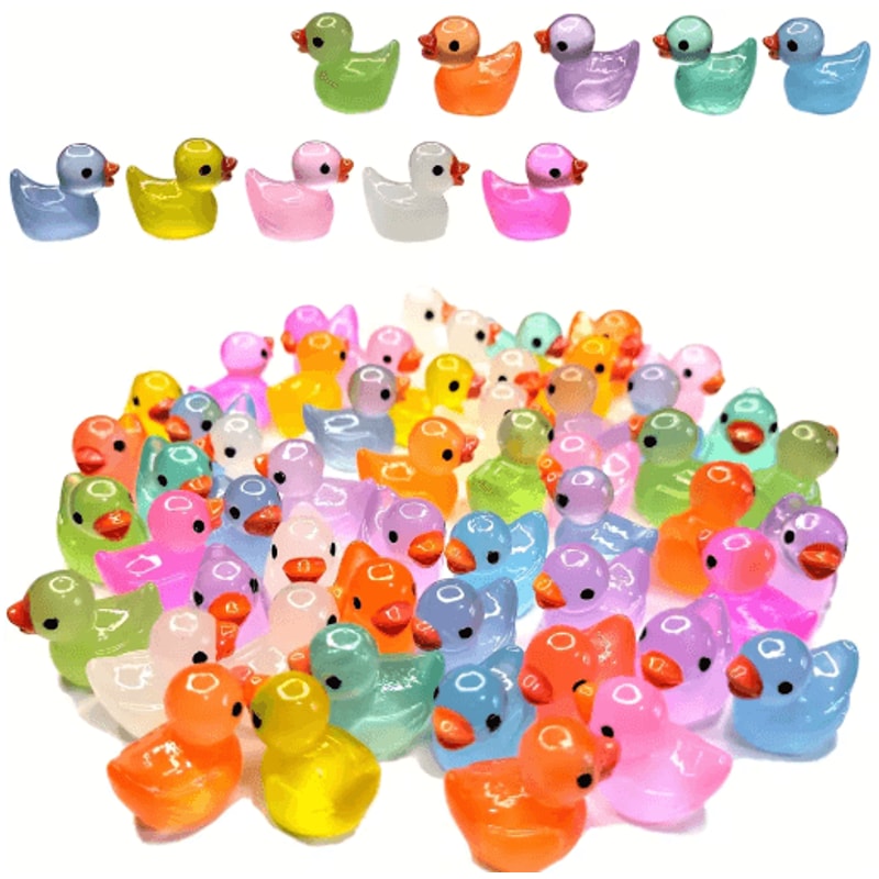 Glowing Mini Duck Figurines Set Resin Fairy Garden Micro Landscape Decor 1