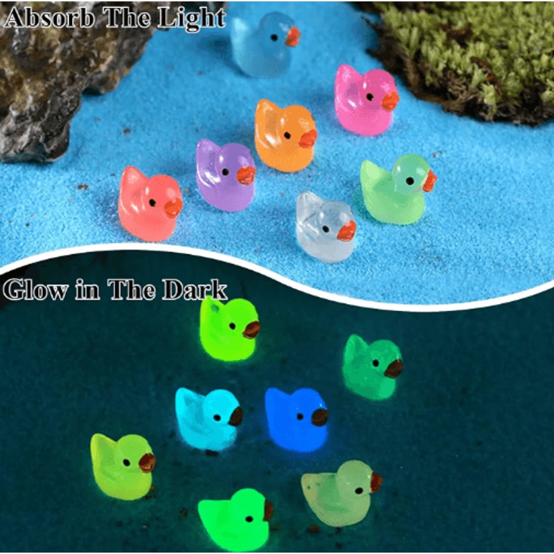 Glowing Mini Duck Figurines Set Resin Fairy Garden Micro Landscape Decor 4