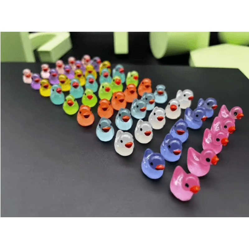 50PCS Glowing Mini Duck Figurines Resin Fairy Garden Micro Landscape Decor 2