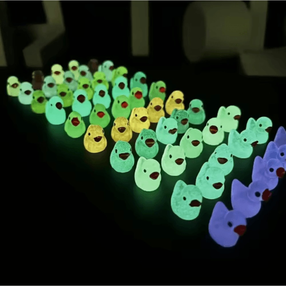 50PCS Glowing Mini Duck Figurines Resin Fairy Garden Micro Landscape Decor 3