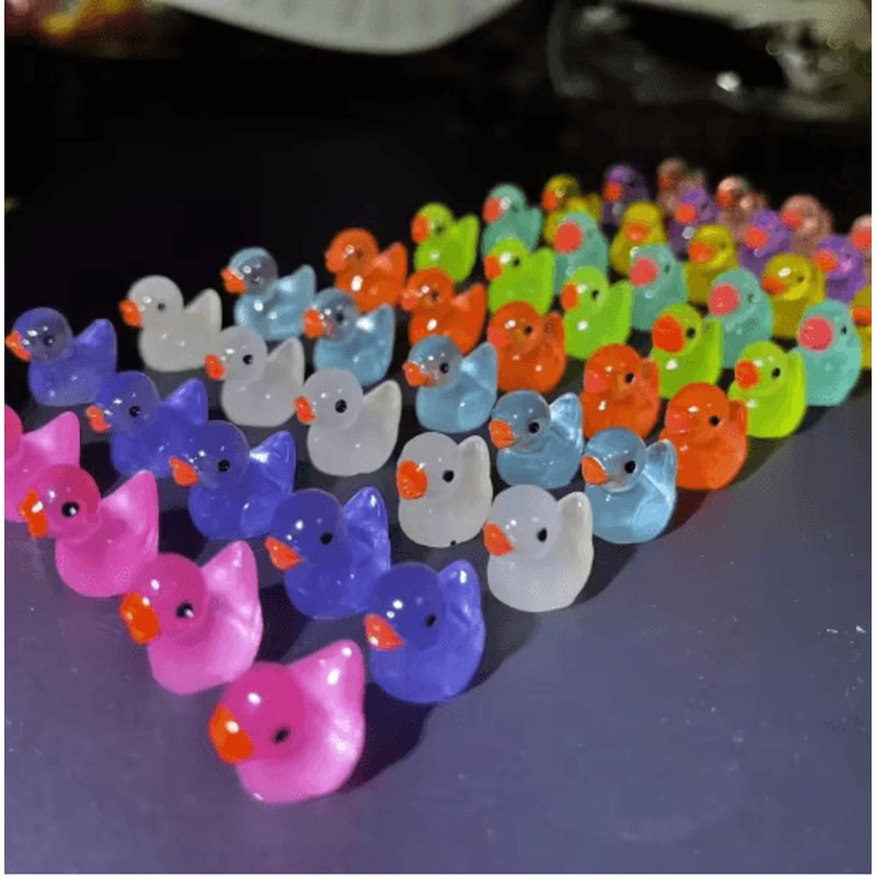 50PCS Glowing Mini Duck Figurines Resin Fairy Garden Micro Landscape Decor 4