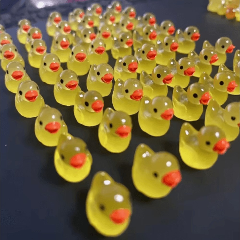 50PCS Glowing Mini Duck Figurines Resin Fairy Garden Micro Landscape Decor 7