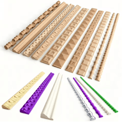 exquisite long wood carved applique – decorative furniture trim onlay