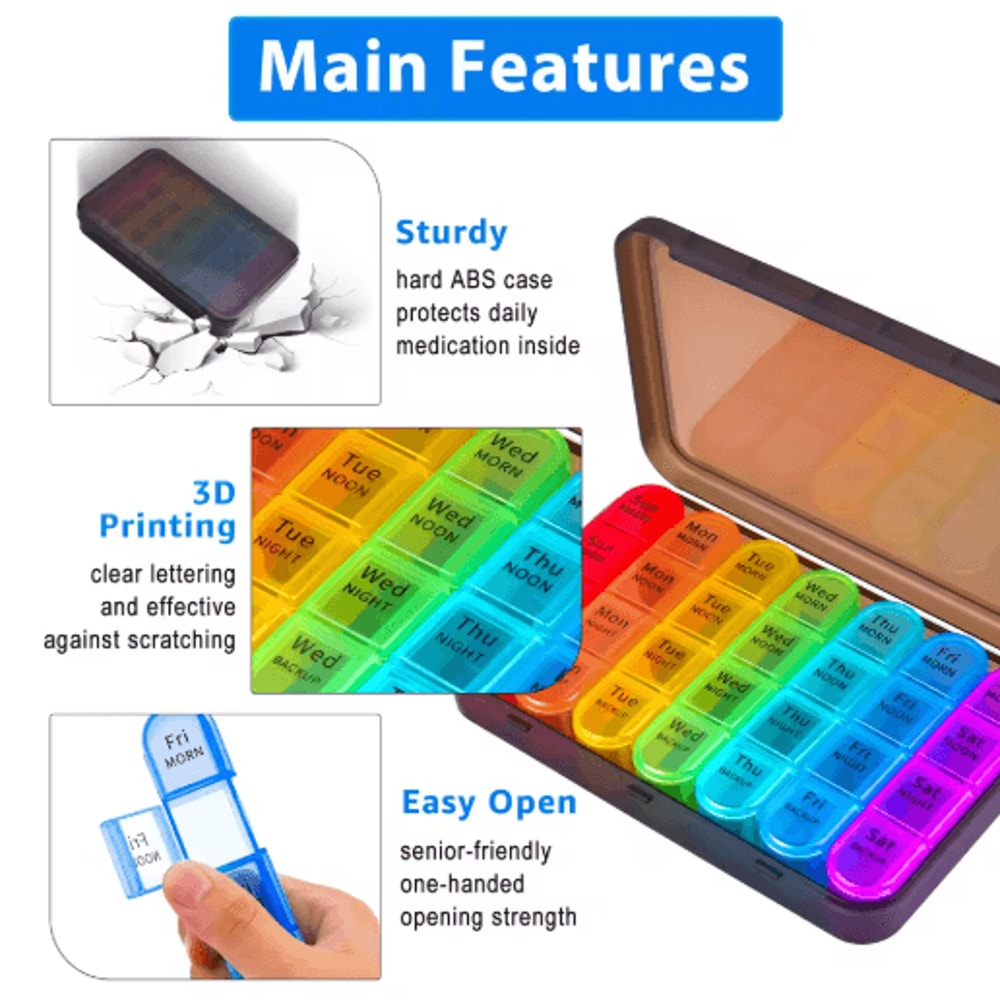 Portable Weekly Pill Organizer Case TravelFriendly Medication Supplement Box 10