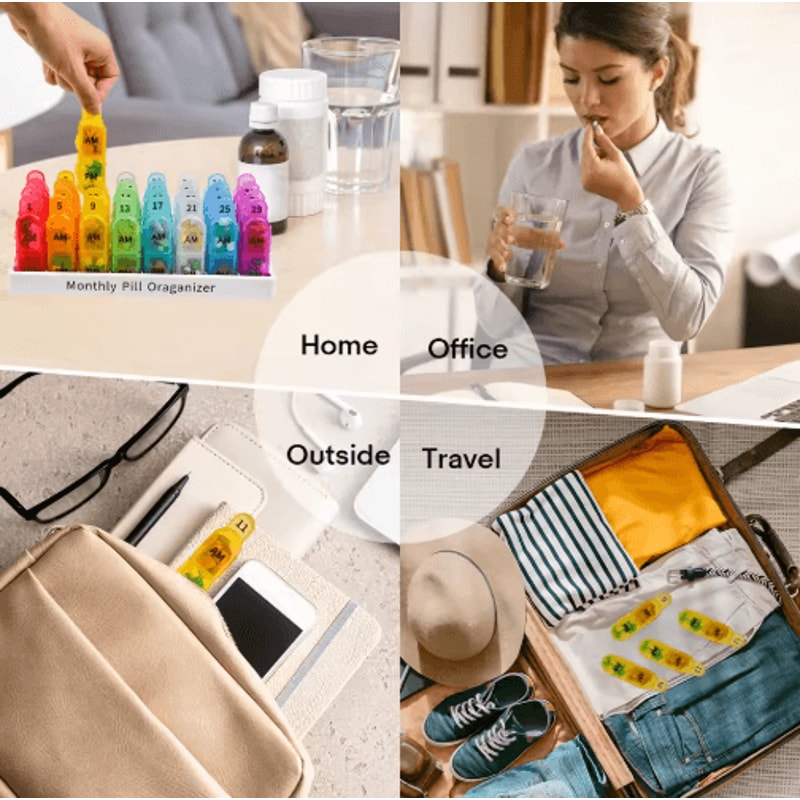 Portable Weekly Pill Organizer Case TravelFriendly Medication Supplement Box 8
