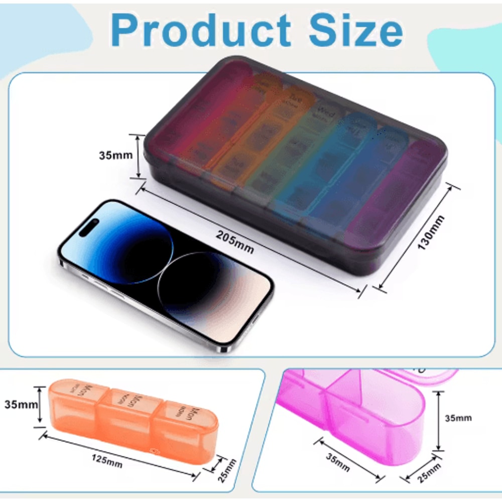 Portable Weekly Pill Organizer Case TravelFriendly Medication Supplement Box 12