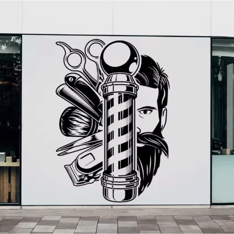 Vintage Barber Wall Sticker Hair Salon Scissors Comb Vinyl Decal 5