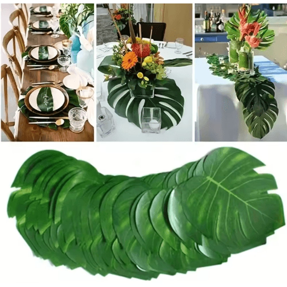 Hawaii Artificial Palm Leaf Set Tropical Jungle Table Decor Placemats 10pcs 0