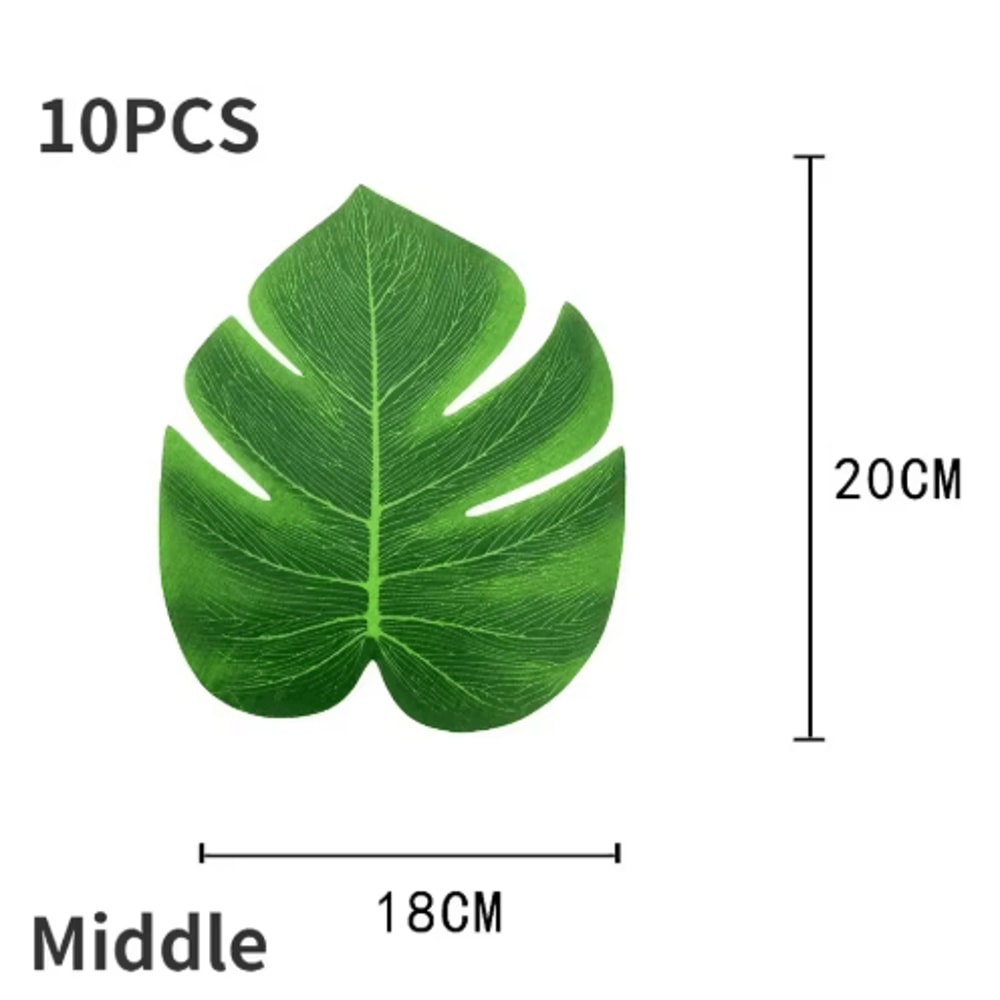 Hawaii Artificial Palm Leaf Set Tropical Jungle Table Decor Placemats 10pcs 5