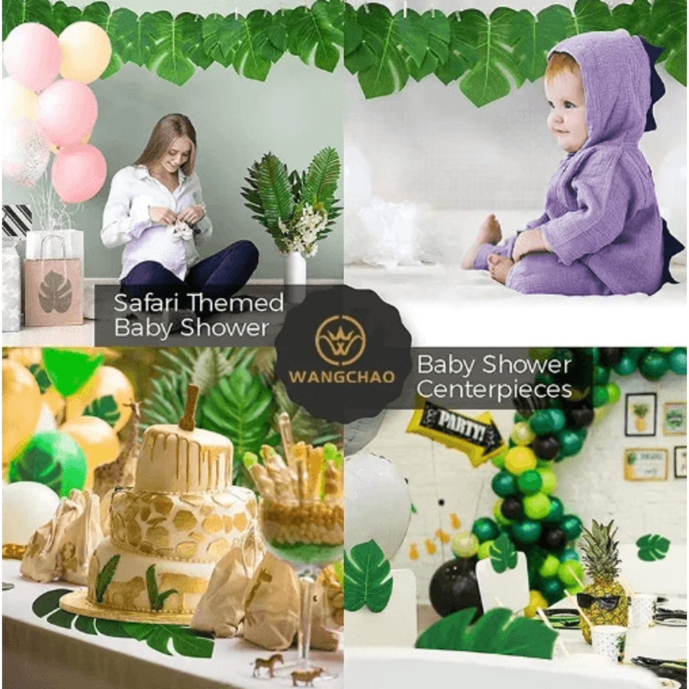 Hawaii Artificial Palm Leaf Set Tropical Jungle Table Decor Placemats 10pcs 8