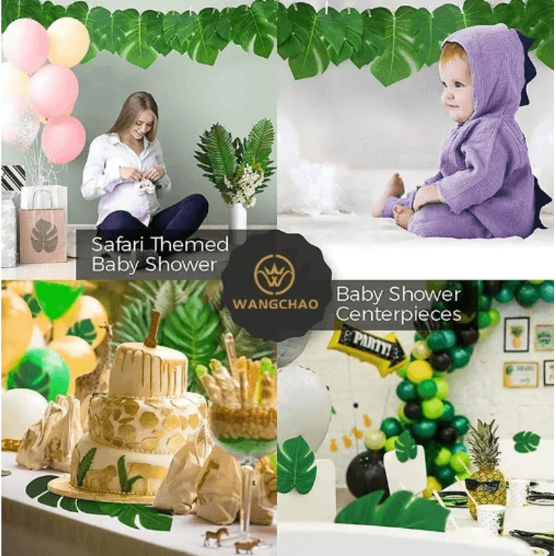 Hawaii Artificial Palm Leaf Set Tropical Jungle Table Decor Placemats 10pcs 8