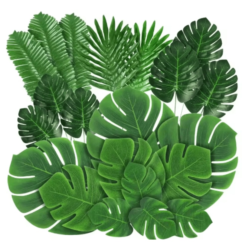 Hawaii Artificial Palm Leaf Set Tropical Jungle Table Decor Placemats 10pcs 9