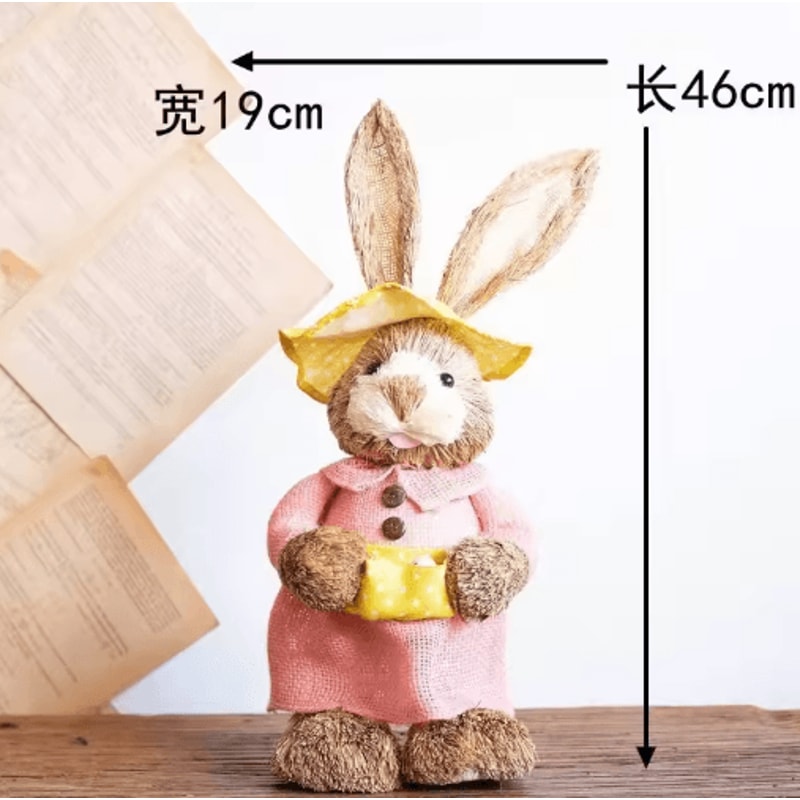 46cm Straw Bunny Decoration Woven Easter Rabbit Yard Home Decor 1