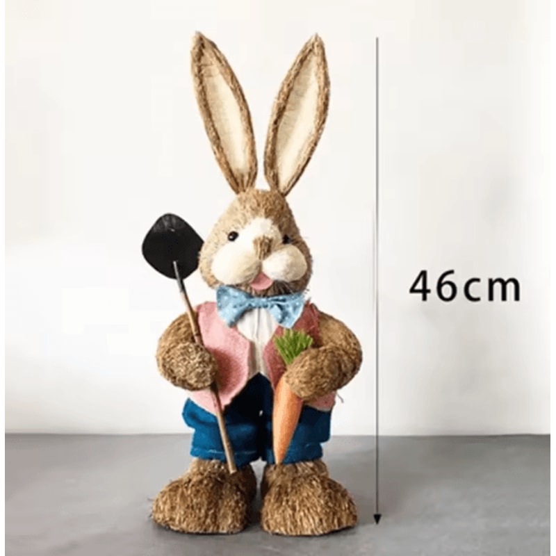 46cm Straw Bunny Decoration Woven Easter Rabbit Yard Home Decor 12