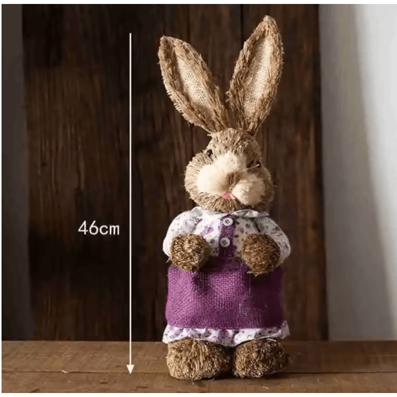 46cm Straw Bunny Decoration Woven Easter Rabbit Yard Home Decor 3