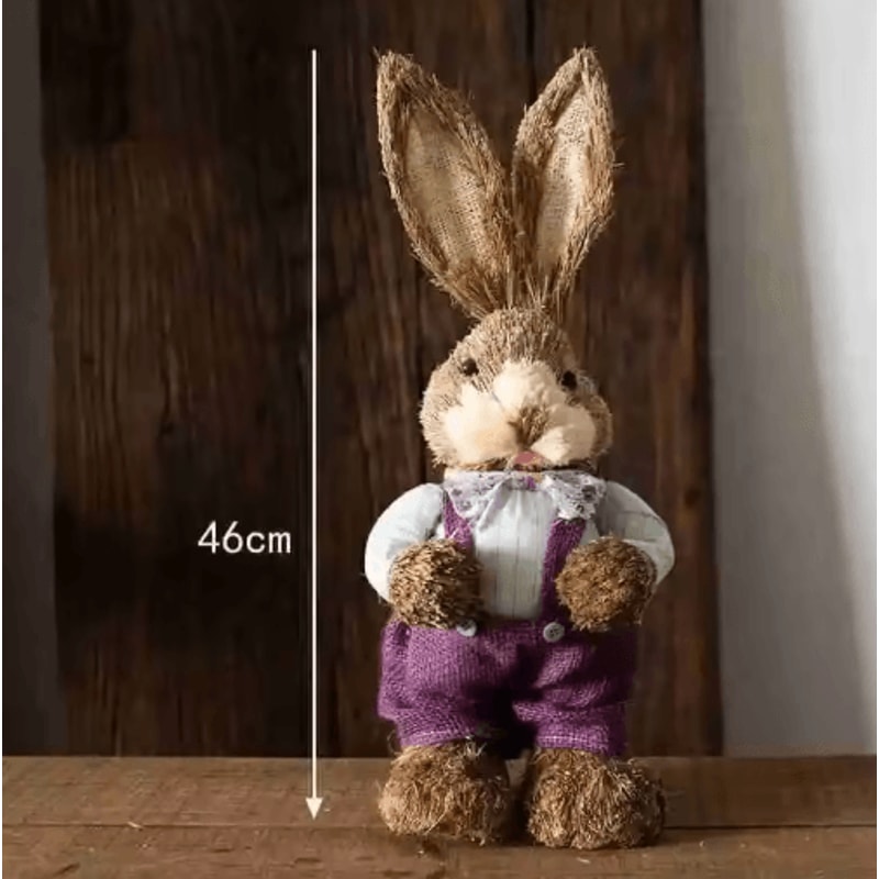 46cm Straw Bunny Decoration Woven Easter Rabbit Yard Home Decor 4