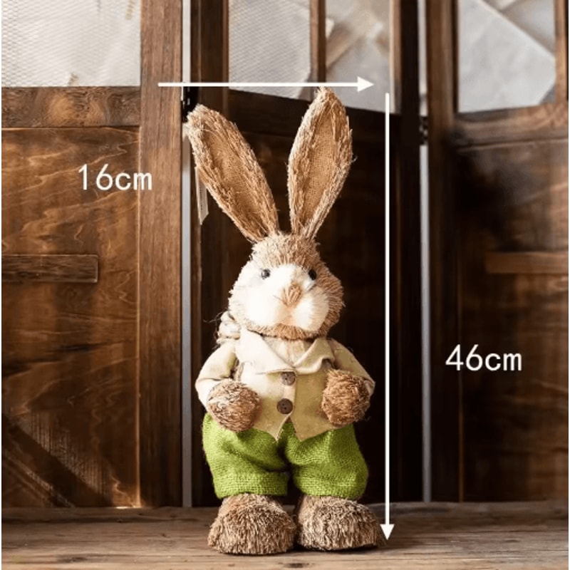 46cm Straw Bunny Decoration Woven Easter Rabbit Yard Home Decor 6