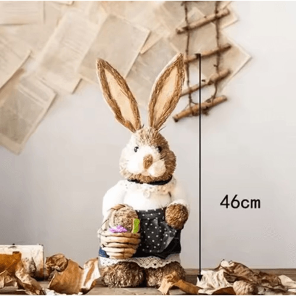 46cm Straw Bunny Decoration Woven Easter Rabbit Yard Home Decor 7
