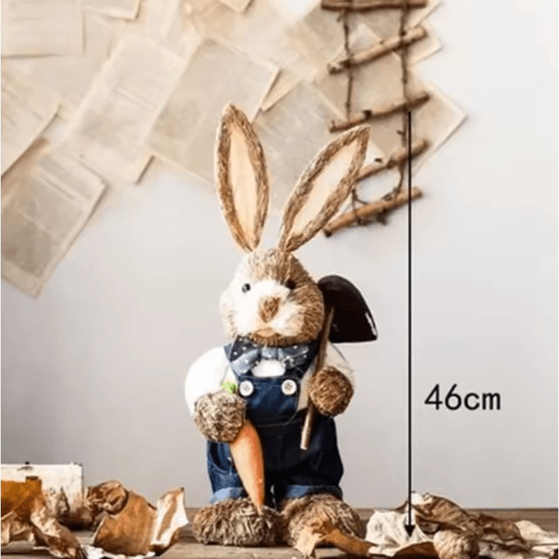 46cm Straw Bunny Decoration Woven Easter Rabbit Yard Home Decor 8