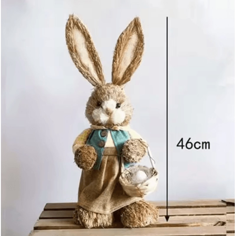 46cm Straw Bunny Decoration Woven Easter Rabbit Yard Home Decor 9