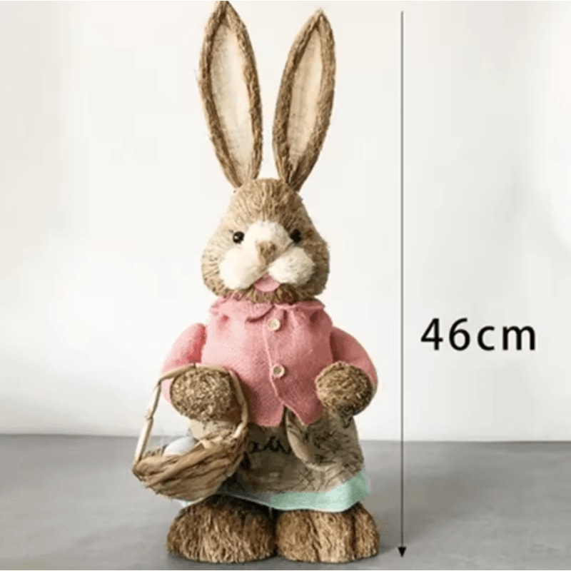 46cm Straw Bunny Decoration Woven Easter Rabbit Yard Home Decor 14