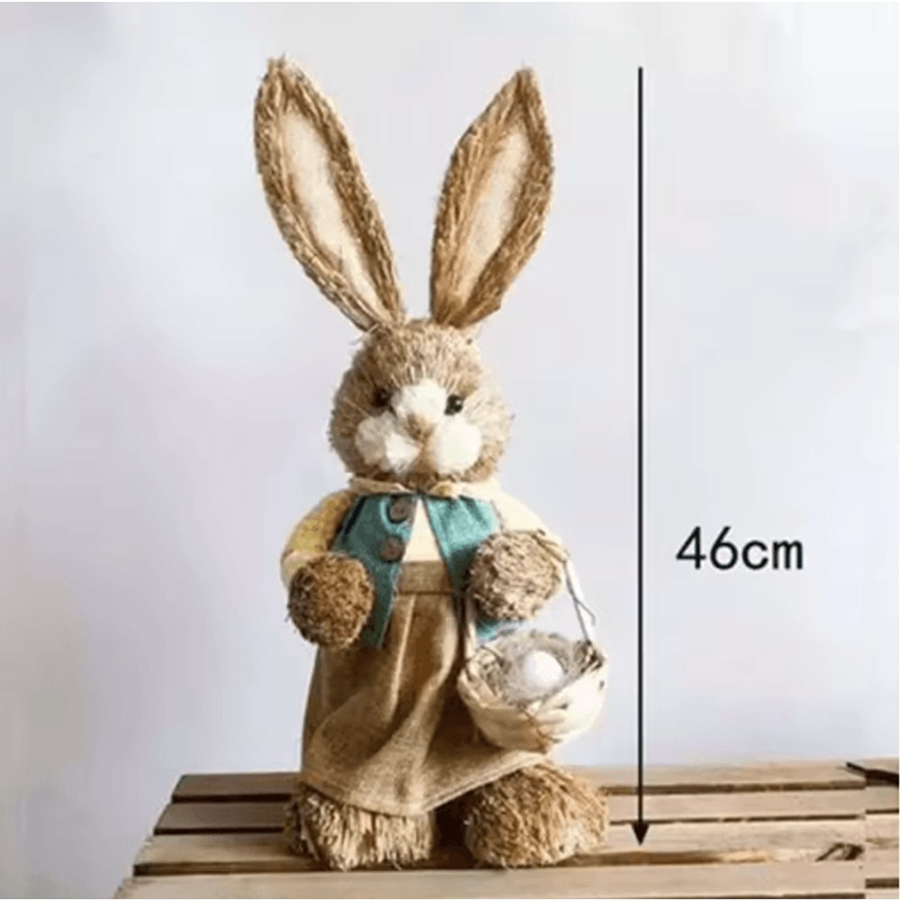 46cm Straw Bunny Decoration Woven Easter Rabbit Yard Home Decor 0