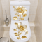 Golden Flower Toilet Seat Sticker Waterproof Bathroom Decorative Decal 11