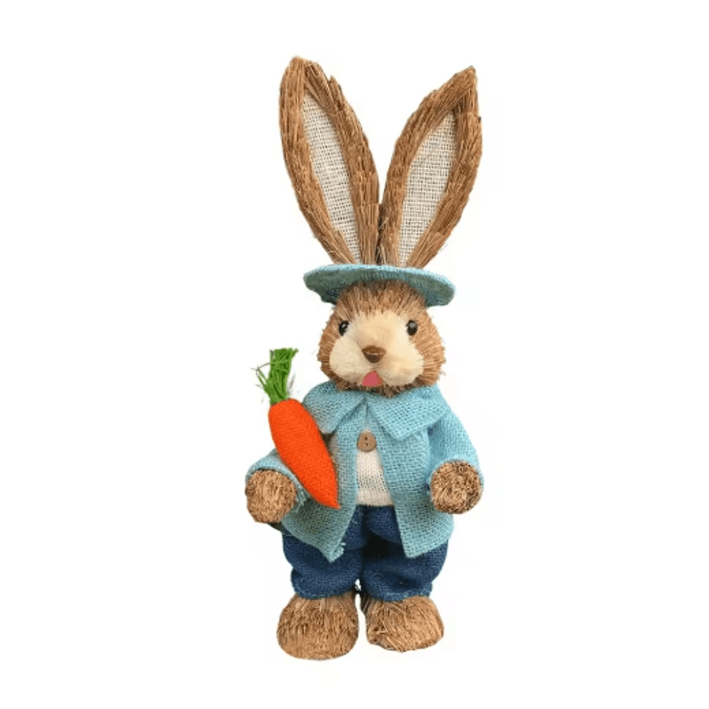 Straw Easter Bunny Decoration Rustic Spring Rabbit Ornament For Home Garden 8