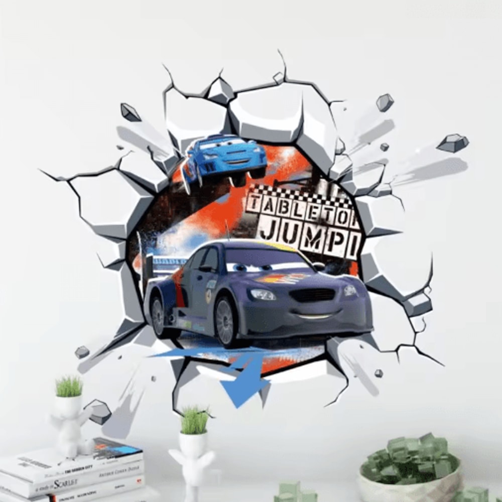 3D Cars Wall Stickers Lightning McQueen Kids Room Cartoon Decals 16