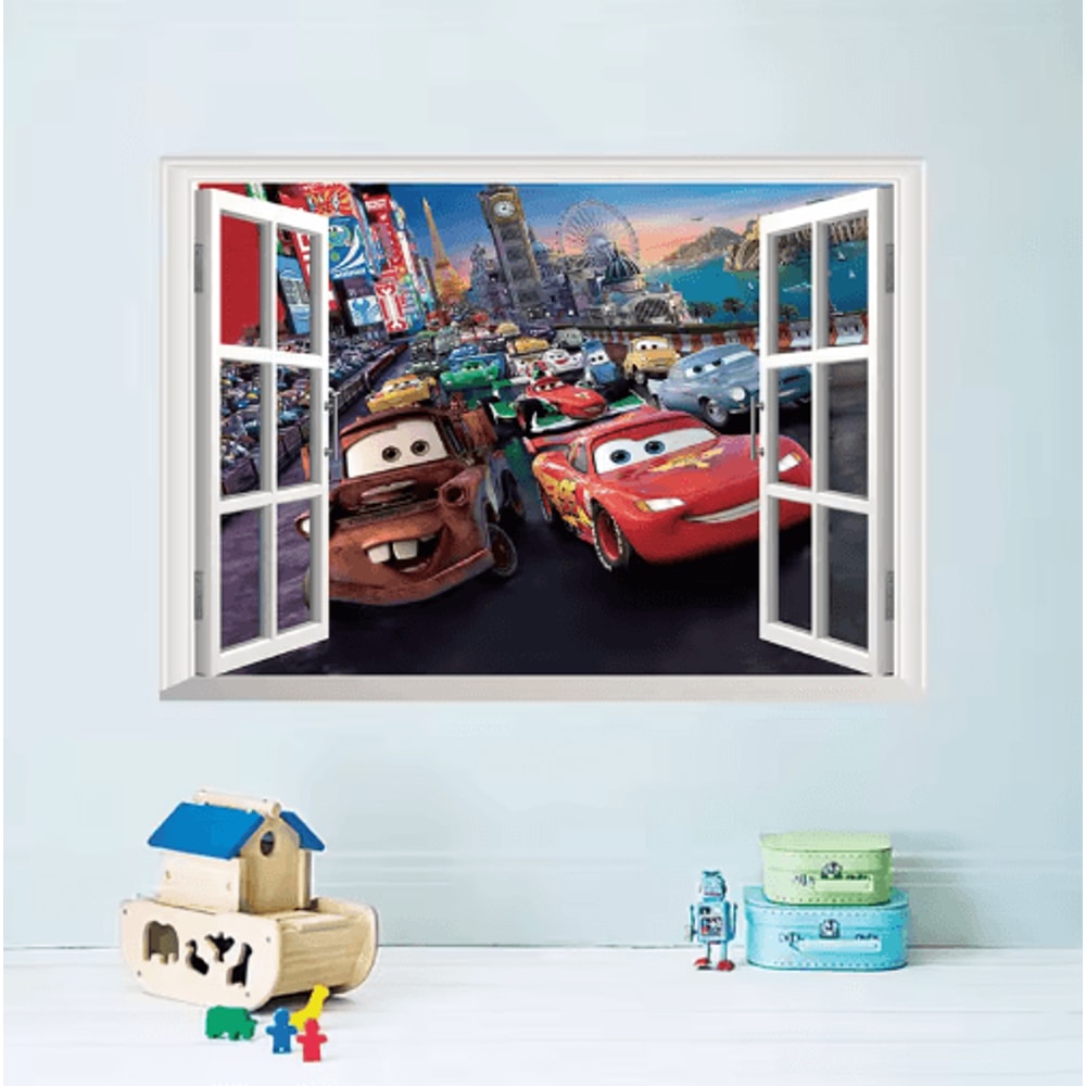 3D Cars Wall Stickers Lightning McQueen Kids Room Cartoon Decals 17