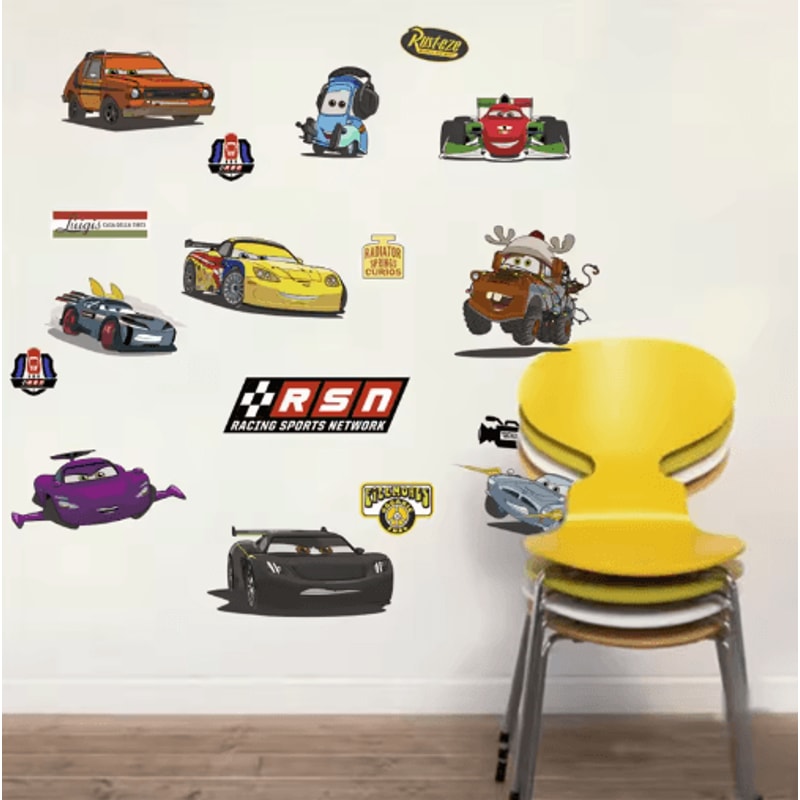 3D Cars Wall Stickers Lightning McQueen Kids Room Cartoon Decals 6