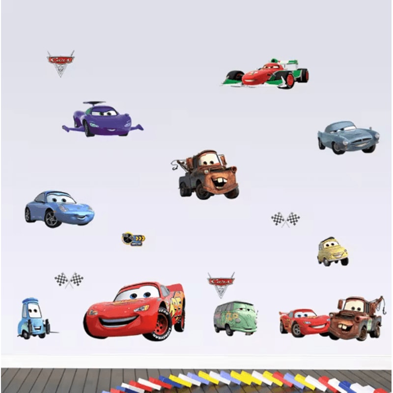 3D Cars Wall Stickers Lightning McQueen Kids Room Cartoon Decals 19
