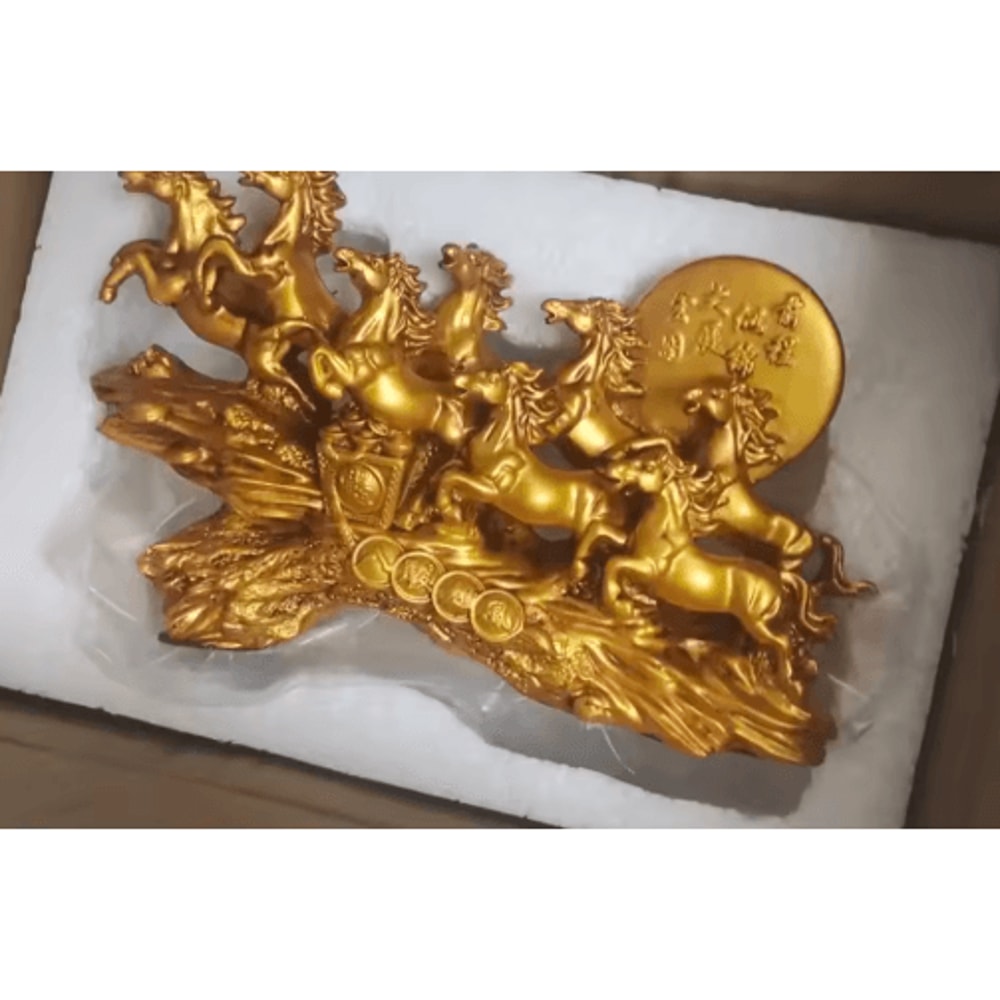 Eight Horses Feng Shui Figurine Lucky Wealth Resin Desk Decor 2