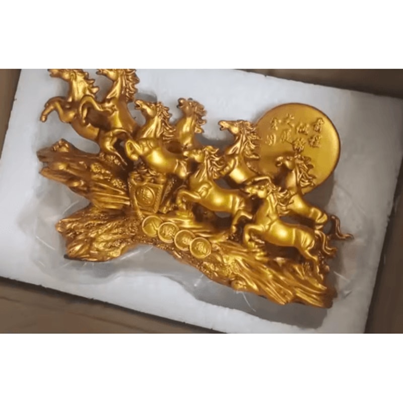 Eight Horses Feng Shui Figurine Lucky Wealth Resin Desk Decor 2