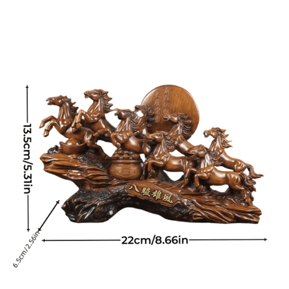 Eight Horses Feng Shui Figurine Lucky Wealth Resin Desk Decor 4