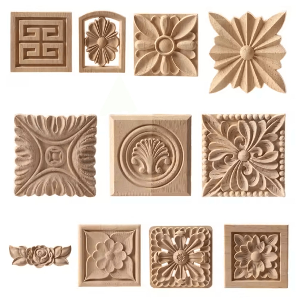 European Floral Wood Corner Applique Carved Furniture Trim Decor 0
