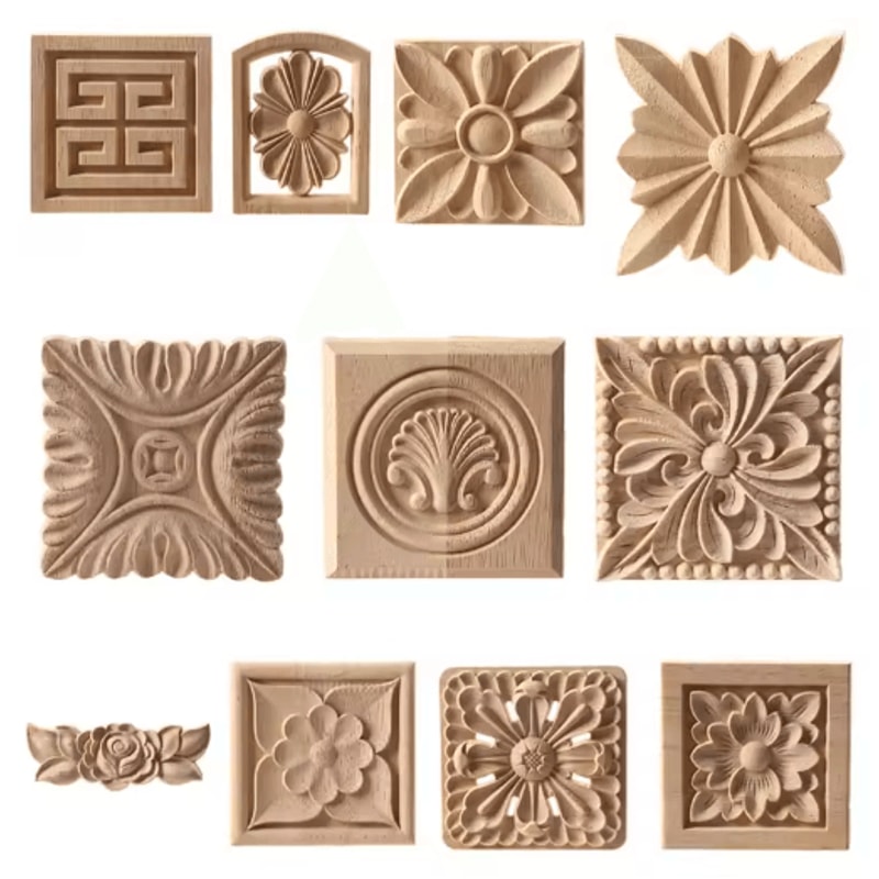 European Floral Wood Corner Applique Carved Furniture Trim Decor 0
