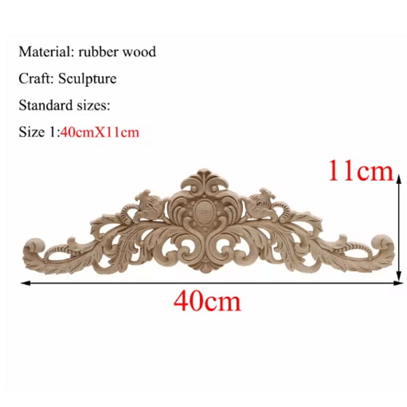 Rectangle Wood Carved Applique Vintage Unpainted Furniture Molding Decor 1