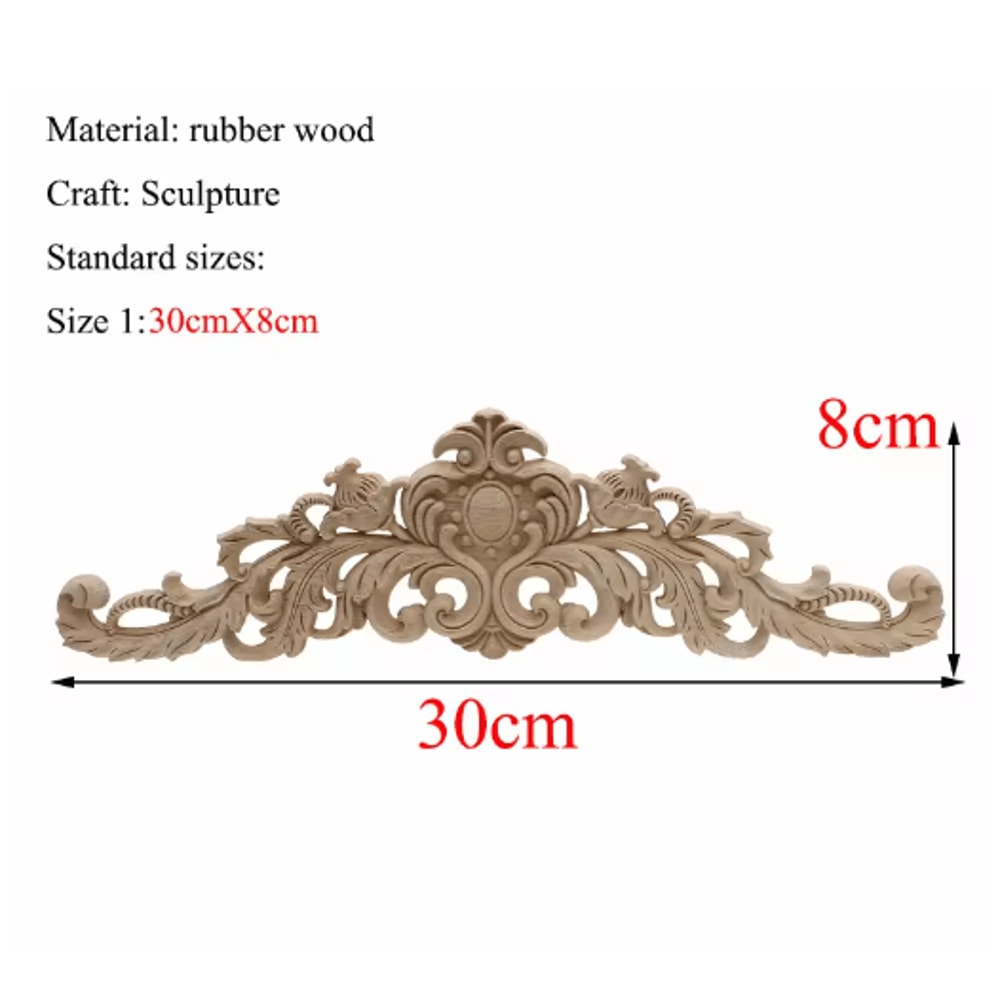 Rectangle Wood Carved Applique Vintage Unpainted Furniture Molding Decor 2